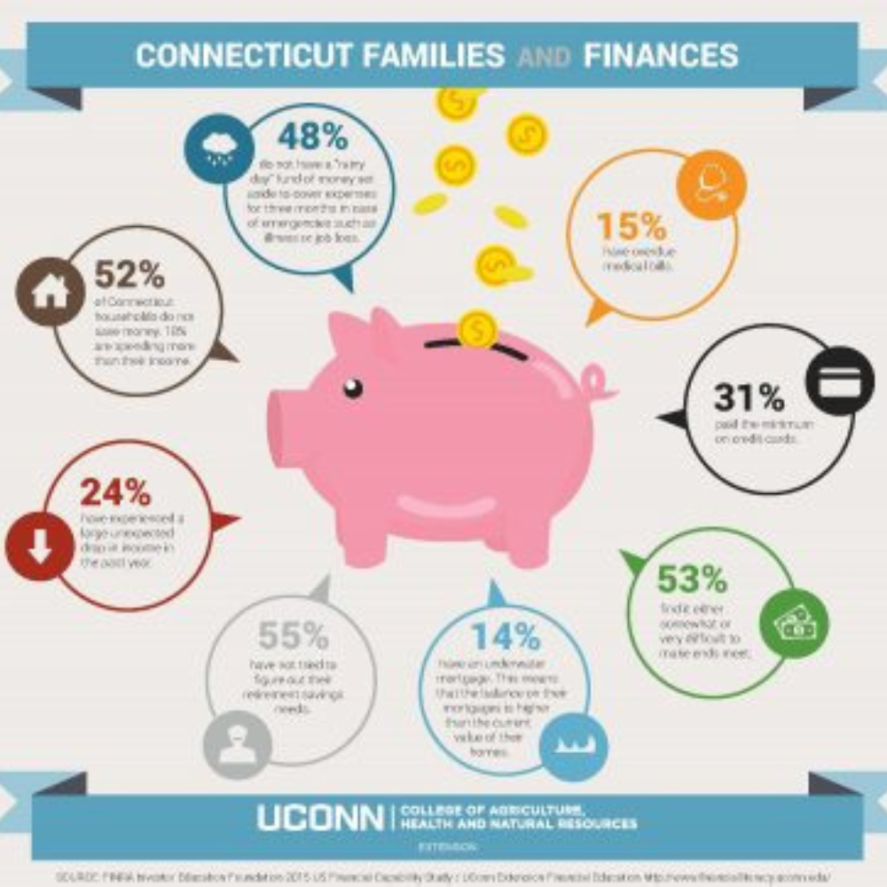 financial facts graphic with piggy bank